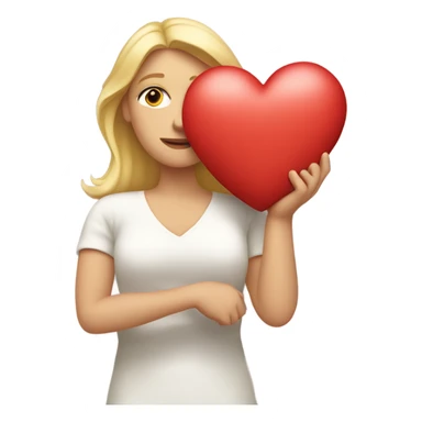 Blonde Mother holds her  big heart in her arm sticker