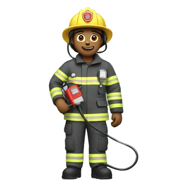 Firefighter holding charging cable  sticker