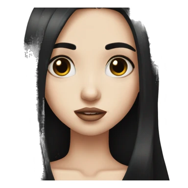 Pale girl with long black hair send kiss sticker