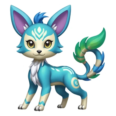 Colorful Exotic Randomly-colored Cartoon Anime Meloetta-WereGarurumon-Trico-Pokémon-Fakémon-fusion-hybrid-creature sticker