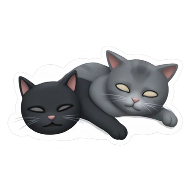 Black cat and grey cat sleeping next to each other  sticker