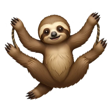 cinematic-sloth-realistic-full-body-hanging-emoji,-long-curved-claws-clinging,-thick-shaggy-brown-fur-slightly-ruffled,-head-tilted-dramatically,-slow-blinking-eyes-filled-with-serene-wisdom,-simplified-yet-realistic-focused-features,-highly-detailed,-glowing-with-an-almost-sarcastic-glow sticker