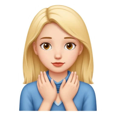 a girl holding two hands around her neck sticker