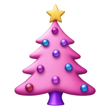 Pink christmas tree with pink and purple ornaments with a star on top sticker