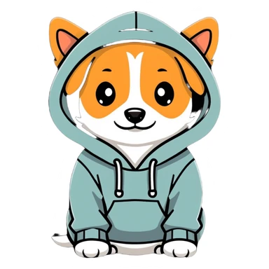 Dog with hoddie sticker