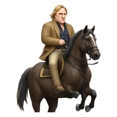 Gerard Depardieu sur un cheval sticker