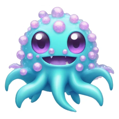neon pastel kawaii bedazzled sea monster with fur    sticker