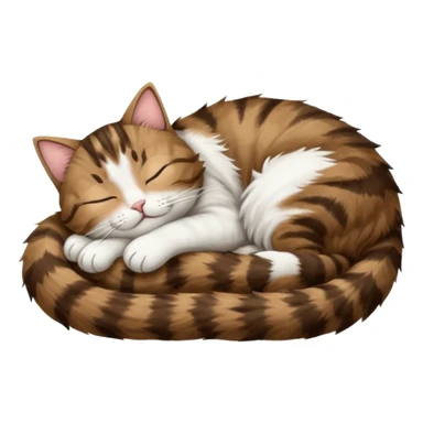 dark brown tabby and white cat sleeping rolled over and upside down sticker