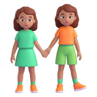Slightly increase the volume of the upper body of the girl, separate the girl and the boy from each other, make the skin color the same for both characters. Keep the cartoonish 3D style. Keep the background transparent. sticker