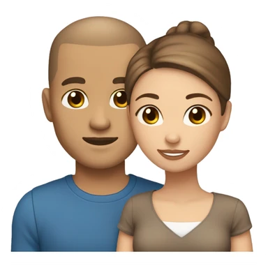 couple hugging. woman light skin tone, long brown hair, blue eyes. Man is medium skin tone, brown hair with buzz cut and brown eyes  sticker