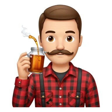 I want a Canadian lumberjack wearing a red and black plaid shirt drinking maple syrup sticker