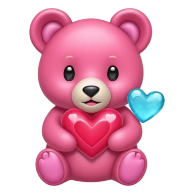 Oso gummy color aguamarina corazón rosa sticker