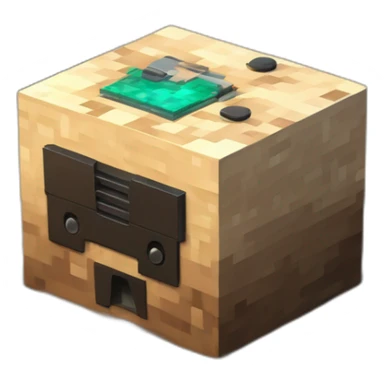 minecraft dirt block met een gamecontroler er boven op sticker