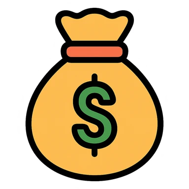 colored money bag icon sticker