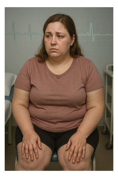 Donna con problemi cardiovascolari e linfatici a causa della sua PCOS, immagine realistica sticker