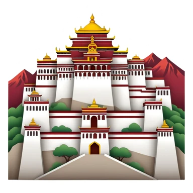 Tibetan Potala Palace Lhasa, simplified emoji style with bold outlines and red palace sticker
