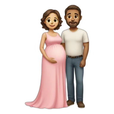 Pregnant wife and husband without mustache sticker