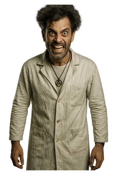 Uomo visto come un folle immagine realistiche sticker