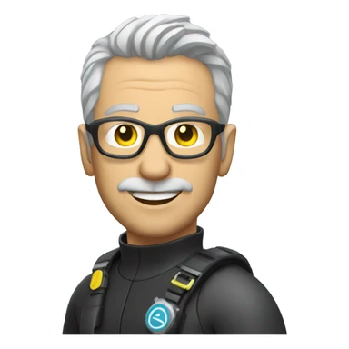 naui scuba diver instructor grey hair sticker