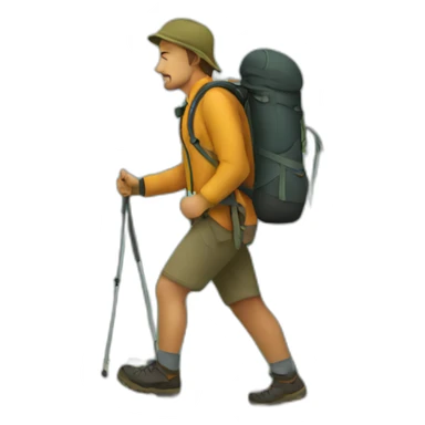 hiker walking up mountain  sticker