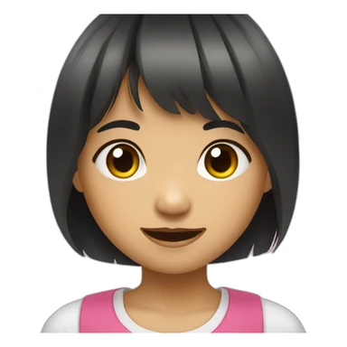 Filipino child girl young with short hair fringe slim lost on front tooth sticker