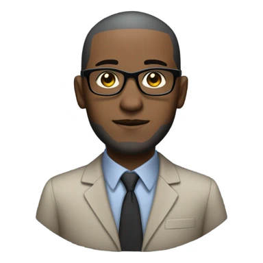 darker deon sanders with small round face and suit and glasses and buzz cut and small eyes and over 50 small gray bearded receding hairline and small black eyes and wrinkled forehead sticker