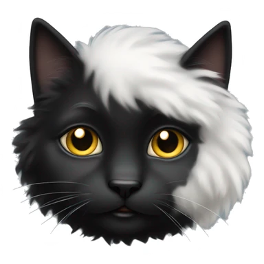 fluffy black cat with white spot on nose sticker