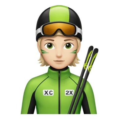 Xc ski racer in green and black clothing  sticker