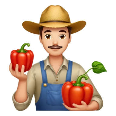 farmer holding a red bell pepper sticker