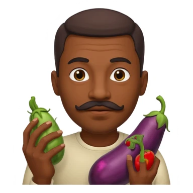 Egyptian man with moustache and goatee sucking on an eggplant  sticker
