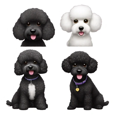 Solid black dog half mini poodle and half bichon frisée sticker