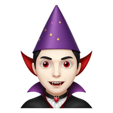 Vampire wearing party hat sticker