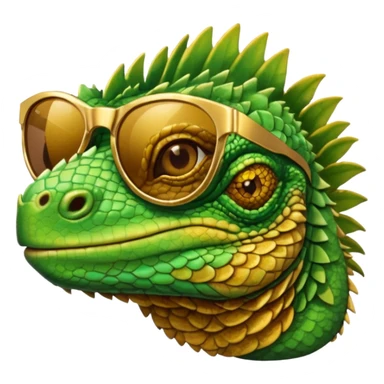 iguana head with golden sunglasses sticker