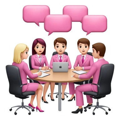 people in pink SPAM office setting having a SPAMGAGE meeting landscape  sticker