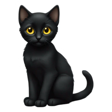 Black kitten with yellow eyes is sitting  sticker