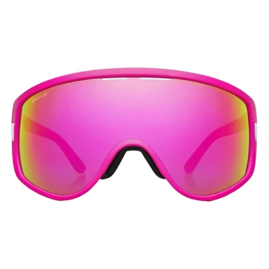 sporty pink shield visor sunglasses with robust thick frame, futuristic athletic design, substantial build, mirrored one-piece lens sticker