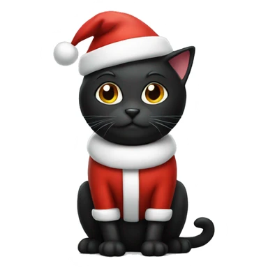 black cat wearing Santa Hat sticker