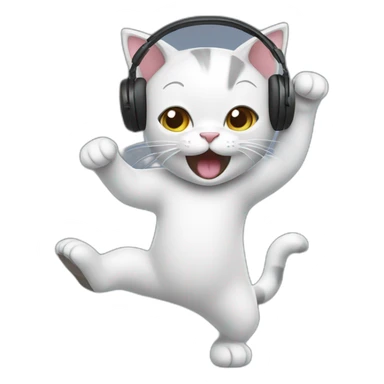 Cat wearing headphones & dancing  sticker
