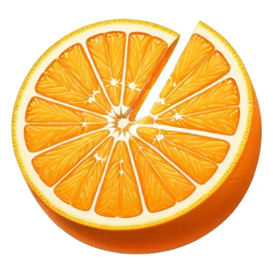 vibrant stylized sliced orange emoji, sprite for 2D fruit ninja game sticker