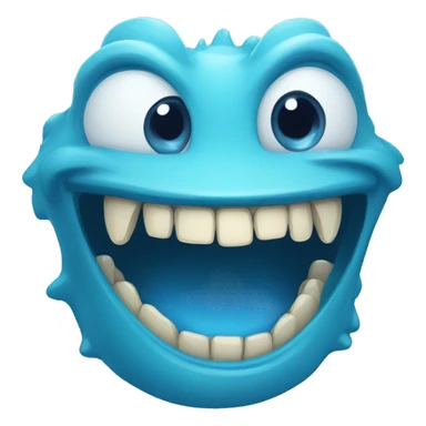 blue teeth smile monster sticker