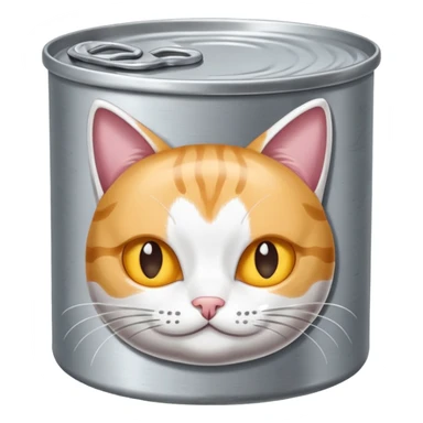 a flat round cat food can sticker