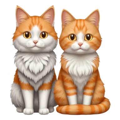a realistic looking very fluffy grey and white cat sitting next to another cat sticker