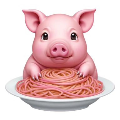   renaissance monalisa pig with pink spaghetti background  sticker