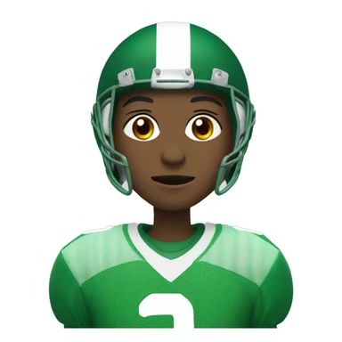Football player in green and white jersey waring number 3 sticker