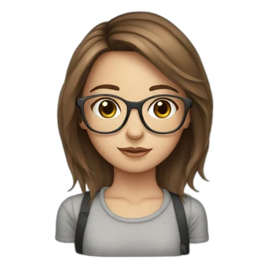 Cute white girl glasses brown hair sticker