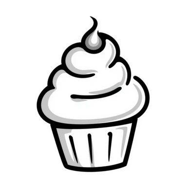 hand drawn doodle cupcake with decorative swirls sticker