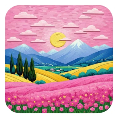 van gogh style abstract SPAM  meat flowers landscape sticker