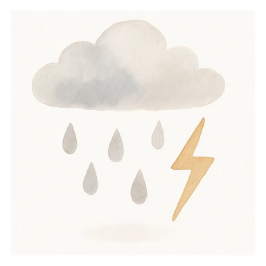 thunderstorm, watercolor art style sticker