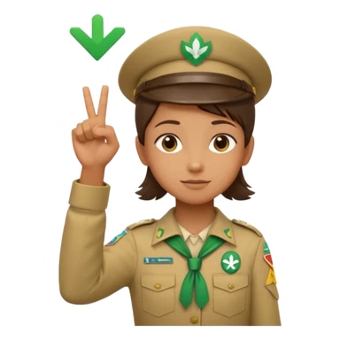 “Emoji-style person in a scout uniform making a balancing gesture with both hands. One hand holds a red cross (not allowed), the other a green checkmark (allowed). Thoughtful expression, simple clean emoji design, centered, transparent background.” sticker