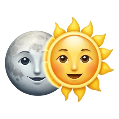 a really bright sun and a moon who shines because of it. the sun is bigger and the moon bright too sticker